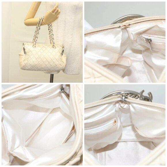 CHANEL Chain Hand Bag Leather White Silver CC - Picture 14 of 14